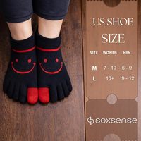 Chaussettes de yoga antidérapantes Tabi à motif visage souriant, chaussettes Pilates personnalisées à cinq doigts antidérapantes pour femmes, chaussettes de danse barre, ballet et fitness