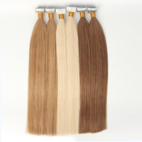 Extensions de cheveux blondes glacées à bandes adhésives, 100 % cheveux humains, adhésif imperméable pour l'été et la plage, double épaisseur