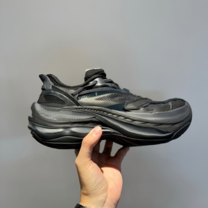 Sneakers Chunky Rétro de Haute Qualité pour Hommes et Femmes, Logo Personnalisé, Maille Noire, Gris, Sneakers de Loisirs Inspirées du Basketball - Product Image 2