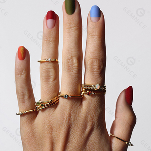 Đá Quý 2026 Mới Hợp Thời Trang Chất Lượng Cao Vàng Vermeil Thủ Công 925 Trang Sức Bạc Birthstone Xếp Chồng Nhẫn - Product Image 2