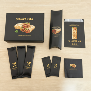 Ensemble d'emballage pour shawarma, boîte en papier, couverts, fournitures de restauration à emporter de qualité alimentaire, imprimées sur mesure, sacs recyclables pour tortillas et burritos - Product Image 3