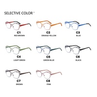 Lunettes anti-lumière bleue colorées à double couleur uniques avec monture métallique creuse et décoration optique œil de chat papillon