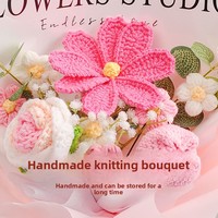 Hadiah Hari Valentine Lintas Negara untuk YY2679 Buket Bunga Buatan Rajutan Benang Anyaman Mawar Gerbera Daisy