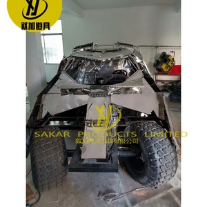 Sculpture de voiture d'accident en acier inoxydable abstrait, finition miroir, en acier inoxydable, pour l'extérieur, statue de voiture de <span class=keywords><strong>Batman</strong></span> - Product Image 2