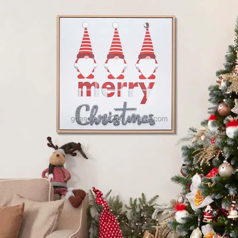 EAGLEGIFTS 3D Textured Printing Gnome Merry Christmas Kids Painting Xmas Home Decorations Embroidery Tufted Wall Art