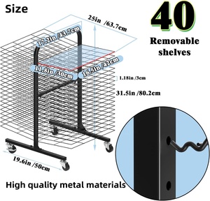 Hiện đại 40 đơn vị sơn dầu giấy hình ảnh khô giá hai mặt dây kim loại hiển thị đứng cho nghệ thuật lớp học lưu trữ Tạp Chí - Product Image 2