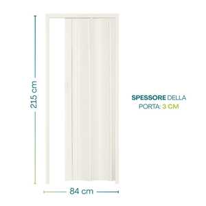 Porte pliante moderne en PVC 215x84 cm, épaisseur 3 cm, sans serrure ni fermeture magnétique - Product Image 2