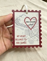 Porte-clés de sac à main en cuir PU avec pendentif décoratif en forme créative et impression de la ville d'Abu Dhabi, Émirats arabes unis, pour femmes