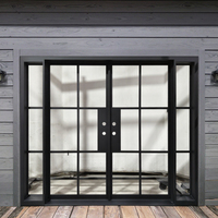 Portes françaises intérieures en verre en fer de style français conception personnalisée cadre en acier double porte battante simple pour la maison et le bureau
