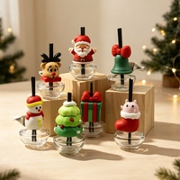 Diffuseur de parfum liquide festif 10 ml en verre avec figurine Père Noël pour voiture, à fixer sur grille d'aération, aromathérapie automobile pour les fêtes