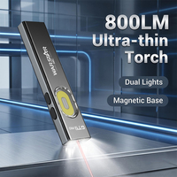 Linterna LED Táctica de 800LM con Logotipo Personalizado, Láser Rojo, Luz UV, Recargable por USB, Impermeable, para Camping, EDC, con Clip Magnético