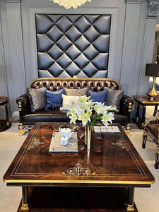 Chaise longue classique européenne en bois sculpté en chêne chesterfield en cuir chaises de loisirs <span class=keywords><strong>d</strong></span>'accent chaise occasionnelle - Product Image 4