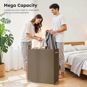 Cesto Plegable Grande para Ropa Sucia con 2 Compartimentos y Asas para Dormitorio o Lavadero - Product Image 5
