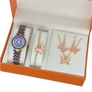 Wholesale Ladies' Quartz <strong>Watch</strong> butterfly Necklace Bracelet Earrings Accessory 5 PCS Fashion Gifts Jewelry <strong>Set</strong> for <strong>Women</strong> - Product Image 2