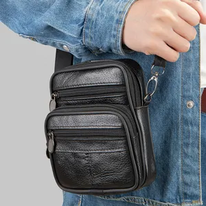 MARRANT Men Cell Phone Waist Bag Pouch Belt Lightweight Small Crossbody Messenger Bags Genuine Leather Men's Shoulder Bags