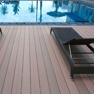 Grano recto Balcón Piso decorativo Naranja Wpc Madera Compuesto Decking Gris claro Enclavamiento Decking al aire libre - Product Image 2