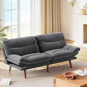 Sofá Cama de Pana, Sofá Convertible en Cama con Respaldo y Reposabrazos Ajustables para Apartamentos Pequeños, Sala de Estudio u Oficina - Product Image 3