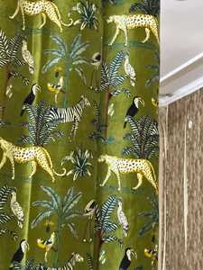 Rideau de luxe en coton velours vert olive imprimé forestier vintage rideau Boho peut être personnalisé pour les rideaux occultants en gros - Product Image 2