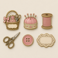 Broche en émail personnalisée, motif panier de couture, ciseaux vintage, badge de tailleur, bijou, cadeau, vente en gros, OEM ODM, broche de revers en métal