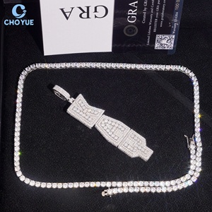 Hip Hop <b>Charm</b> Iced Out Letter Rhodium Plated Pendant Moissanite 925 <b>Silver</b> GRA Certified Women's Luxury <b>Charm</b> - Product Image 5