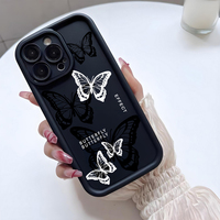Coque de téléphone portable antichoc en TPU avec motif papillon noir et blanc, style objectif d'appareil photo, pour iPhone 12 13 14 15 16 17 18 Pro Max