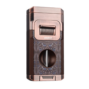 Encendedor de Cigarros de Llama Azul Doble Recta Resistente al Viento con Cortador, Antorcha de Butano Recargable para Hombres, Regalo de Alta Gama, Venta al por Mayor a Granel - Product Image 1
