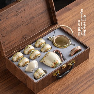 Juego de té de Kung Fu Dunhuang Ru Kiln, taza de feria y tetera de cerámica, juego de elaboración de té doméstico de gama alta, artículos de té de regalo - Product Image 2