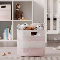 Panier à linge rose au design le plus récent, paniers de rangement en corde de coton, paniers à linge de grande taille avec poignées durables, couleur personnalisée