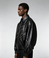 Veste en jean délavée vintage coupe ample imprimée Kornit personnalisée avec motif squelette, fermeture éclair avant et service OEM