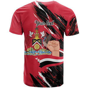 Camiseta con mapa nacional de <span class=keywords><strong>Trinidad</strong></span> y Tobago con ibis escarlata y escudo de armas sobre un tema de estrella roja y blanca, 31 de agosto de 1962 - Product Image 2