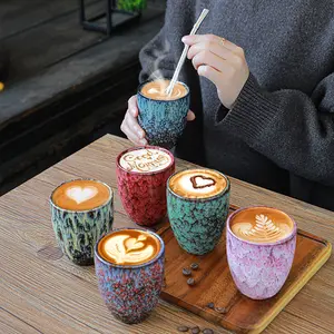 ओज़ जापान 8.5 गर्म बिक्री जापानी शैली आर्बिक कॉफी कप सिरेमिक मेट ग्राउंड यर्बा मेट कप मिट्टी चाय कॉफी मग