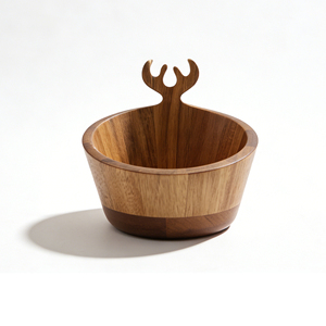"Harmony Bowl: Handcrafted Acacia <strong>Wood</strong> <strong>Inlaid</strong> with Deer Antler" - Product Image 4