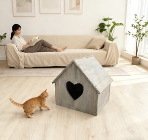 Cuccia Ecologica in Legno Massello Naturale per Cani e Gatti, Comodo Letto per Animali Domestici - Product Image 1