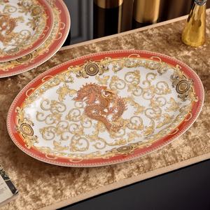 Service de table en céramique de luxe de style européen à motif de dragon, 32 pièces, collection en porcelaine osseuse - Product Image 2