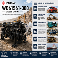 Moteur diesel Weichai WD61561-308 191kW 2000 tr/min refroidi par eau en stock SCDC pour machines de construction, minières et industrielles