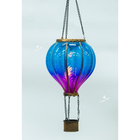 Lanterne solaire colorée en forme de montgolfière, lampe solaire suspendue en métal et verre pour jardin, cour arrière, décoration extérieure