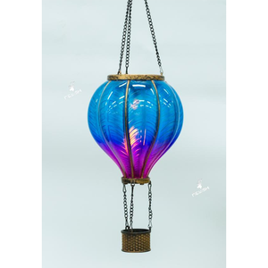 Lanterna a Mongolfiera Solare Colorata, Luce Solare Sospesa in Metallo e Vetro per Giardino, Cortile, Decorazione Esterna - Product Image 3