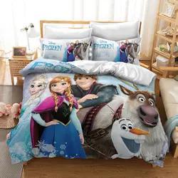 Set biancheria da letto per ragazza congelata personalizzata lenzuolo 3d lenzuolo per cartoni animati stampato Set copripiumino per bambini - Product Image 5