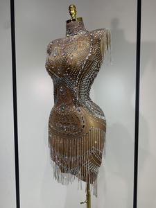 Vestido de Noche de Poliéster con Pedrería Brillante, Traje de Cantante para Escenario, Vestido de Gala de Lujo para Fiesta de Cumpleaños, Bailarina de Club Nocturno - Product Image 2