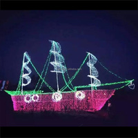 Décoration lumineuse nautique de qualité commerciale, sculpture lumineuse LED extérieure en forme de voilier pour les expositions de vacances