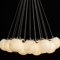 Lustre en cuivre et albâtre de luxe américain, modèle de lampe suspendue décorative pour villa, salon, salle à manger, éclairage suspendu pour la maison