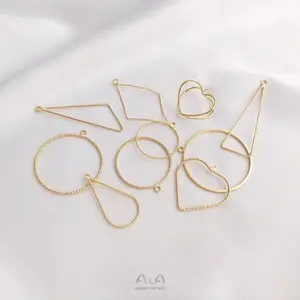 14K Goud Geometrische Frame Vorm Hanger Charmes Diy Levert Schattige Legering Handgemaakte Oorbellen Ketting Accessoires Bevindingen