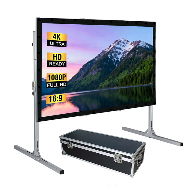 Custom PVC Foldable Stand Tripod Projector Screen Simple Setup Quick Use 72-150inch Adjustable Portable Stand Projector Screen