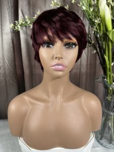 $9.9 פיקסי חדש לחתוך שיער אדם פאה בתולה קצר שיער בתולה קצר שיער בתולי 99j bob פאה 100% ברזילאי שיער אדם פאות עבור אישה שחורה - Product Image 6