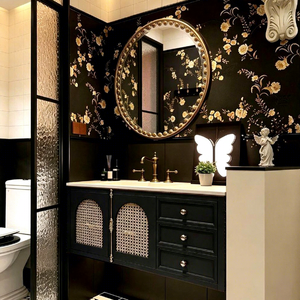 Mobile da Bagno XINGRUO in Stile Vittoriano Moderno, Armadietto Personalizzato in Legno di Gomma con Lavabo in Pietra Sinterizzata - Product Image 2
