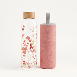 Botella de Agua de Vidrio de Borosilicato Ecológica con Certificación FDA y LFGB, Funda de Neopreno, 500 ml/750 ml, Libre de BPA, a Prueba de Fugas, Apta para <span class=keywords><strong>Microondas</strong></span> - Product Image 1