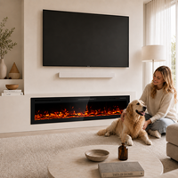 Insert de cheminée électrique moderne 3D à flamme de cristal couleur personnalisée, 68 pouces, avec écran tactile et télécommande, pour intérieur