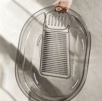 Bac en plastique PET transparent épaissi, intégré, extra large, pour la maison et le dortoir, idéal pour la lessive, avec design antidérapant et épaissi