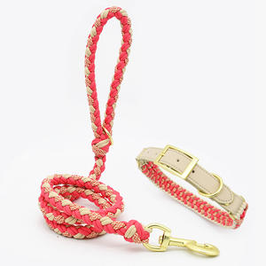 Nuevo <span class=keywords><strong>collar</strong></span> de correa de perro tejido a mano, correas tejidas a la moda, collares para mascotas, conjunto de correas de lujo para perros medianos y grandes - Product Image 1