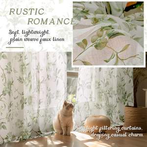 Lajode Rideaux transparents élégants <span class=keywords><strong>vert</strong></span> <span class=keywords><strong>sauge</strong></span> avec motif de feuilles de printemps pour le salon et la chambre à coucher 72x52 pouces 2 panneaux - Product Image 4